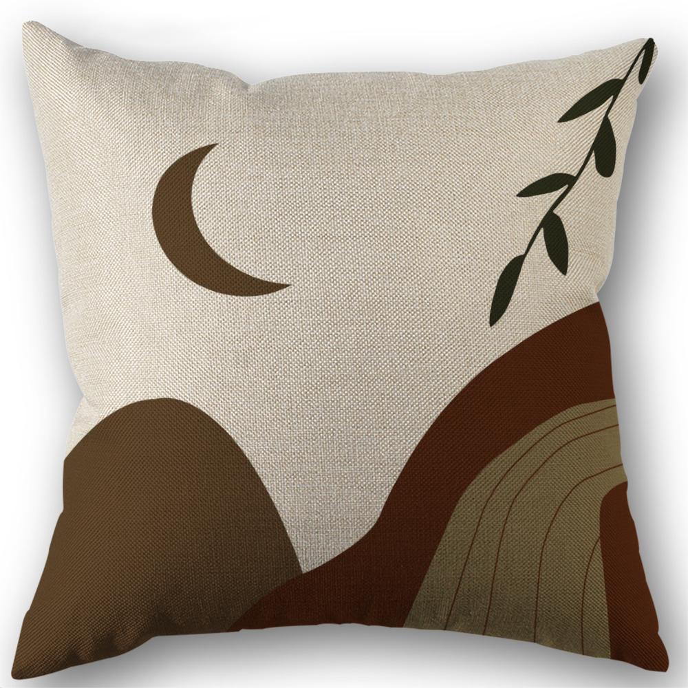 Abstract Boho Sunset Sunrise Sun And Moon Rainbow Landscape Decorative Pillow Cover Cushion Case,Home Sofa Bed Couch Decor