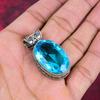 Blue Topaz Pendant, 925 Sterling Silver Pendant Gemstone Jewelry, Handmade Pendant Amazing Jewelry, Gift For Her