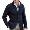 Men's Casual And Trendy Solid-color Warm Sweater Jacket, Men's Long-sleeved Button-up Stand-up Neck Knitted Sweater