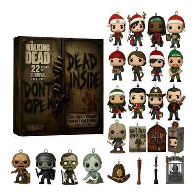 Walking Dead 22. Jubiläum Adventskalender Weihnachtsbaumschmuck 24-Tage Countdown Box Acrylanhänger Feiertagsdeko für Kinder Familie