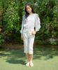 SALON DE YOHN Stripe Cuffs T_ Gray+Mint
