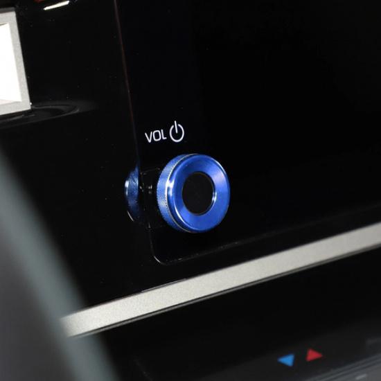 Car Volume Switch Knob Cover Trim Ring For Toyota Tundra -2025 Blue Aluminum