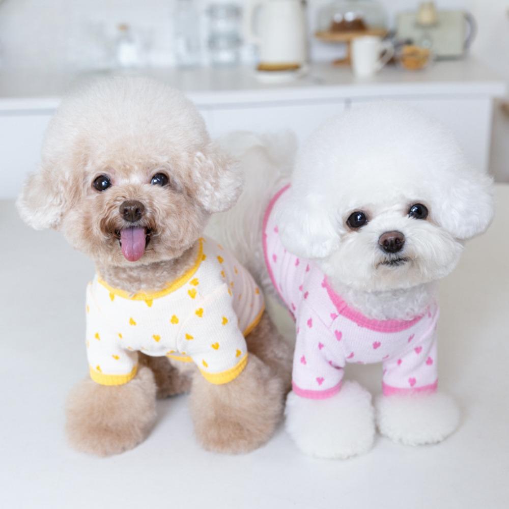Autumn and Winter Home Love Embroidery Base Shirt Cute T-shirt Pet Clothing Cat Clothing Pet Clothing Teddy Puppy Clothes