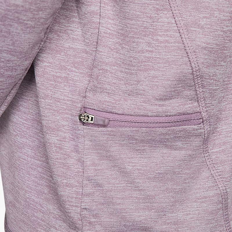 Nike T-shirt casual da allenamento a tinta unita con scollo rotondo e maniche lunghe da donna, top rosa viola FB4298-536