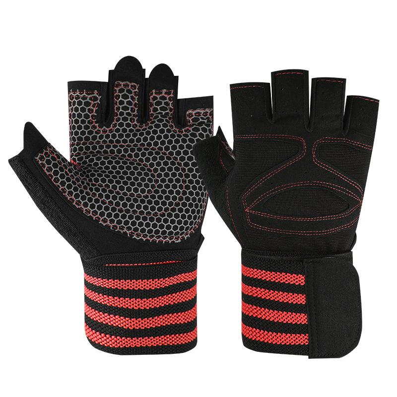 Fitnesshandschuhe für Männer und Frauen Halbfinger Handgelenkschützer Rutschfest Verschleißfest Riemen für Anti-Blasenbildung
