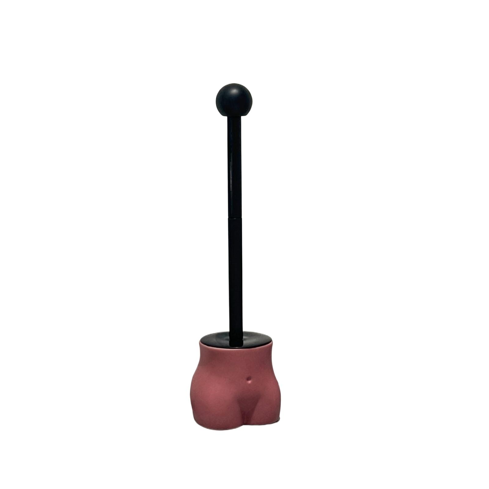 

Creative Butt Shaped Toilet Brush with Holder Set Durable Plastic Handle and Flexible Bristles for Bathroom Cleaning and Home Decoration one size червоний