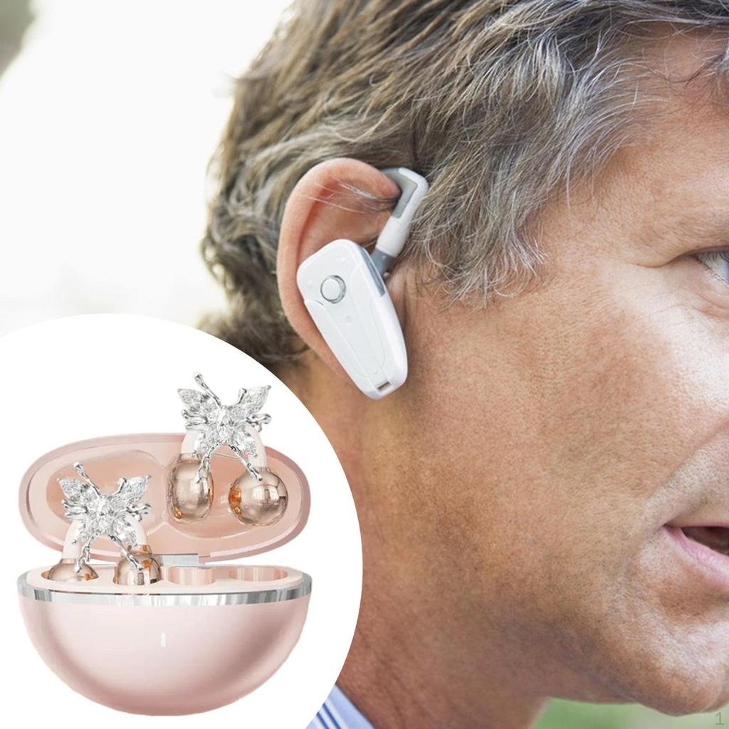 Słuchawki otwarte na ucho, klipsowe słuchawki douszne z kolczykami w kształcie kokardki, etui ładujące do sportu