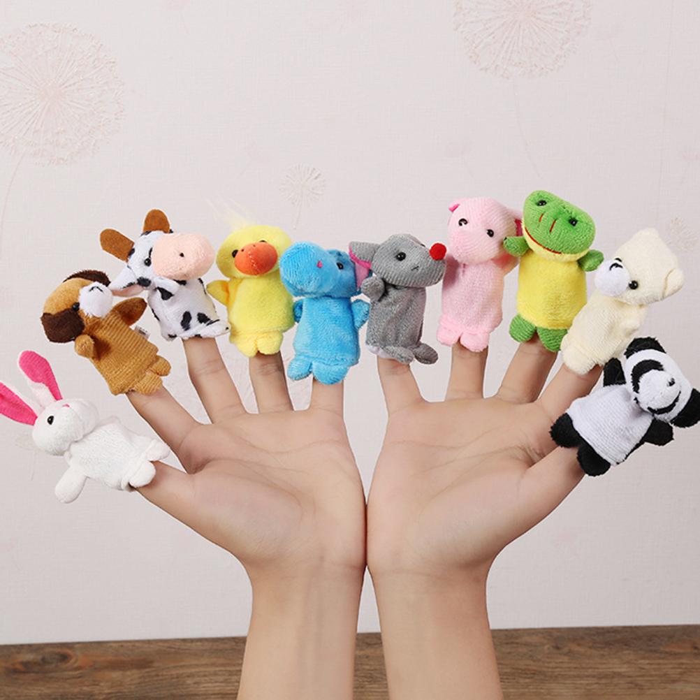 10pcs/set Cartoon Animal Finger Puppets Set Cute Mini Hand Finger Plush Doll Toy Comfort Toys for Baby