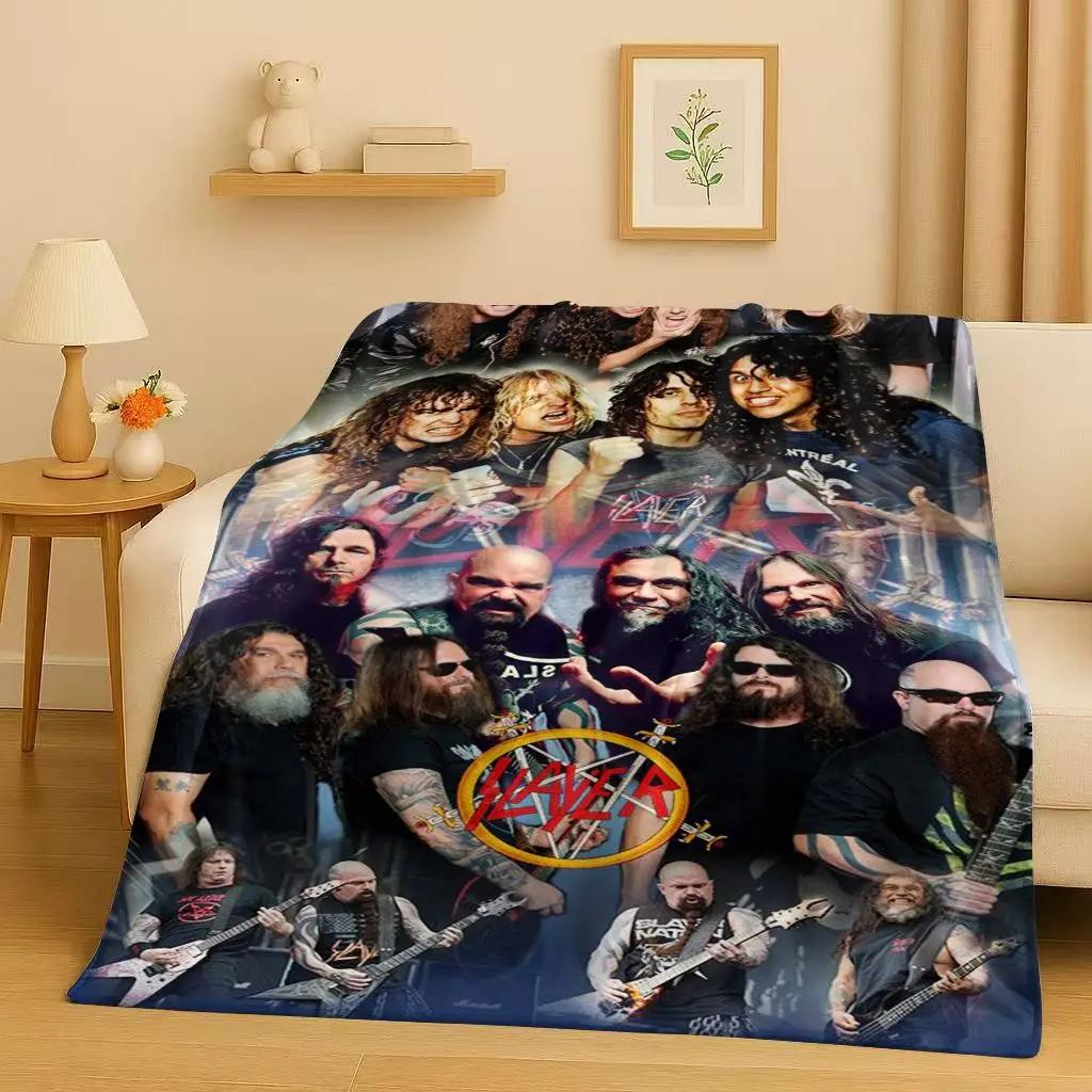 HD Slayer Thrash Metal Rcck Music Band Sign Flannel Blanket,Ultra Soft Warm Plush Throw for Home Bedroom Bed Sofa Cover Gift Kid