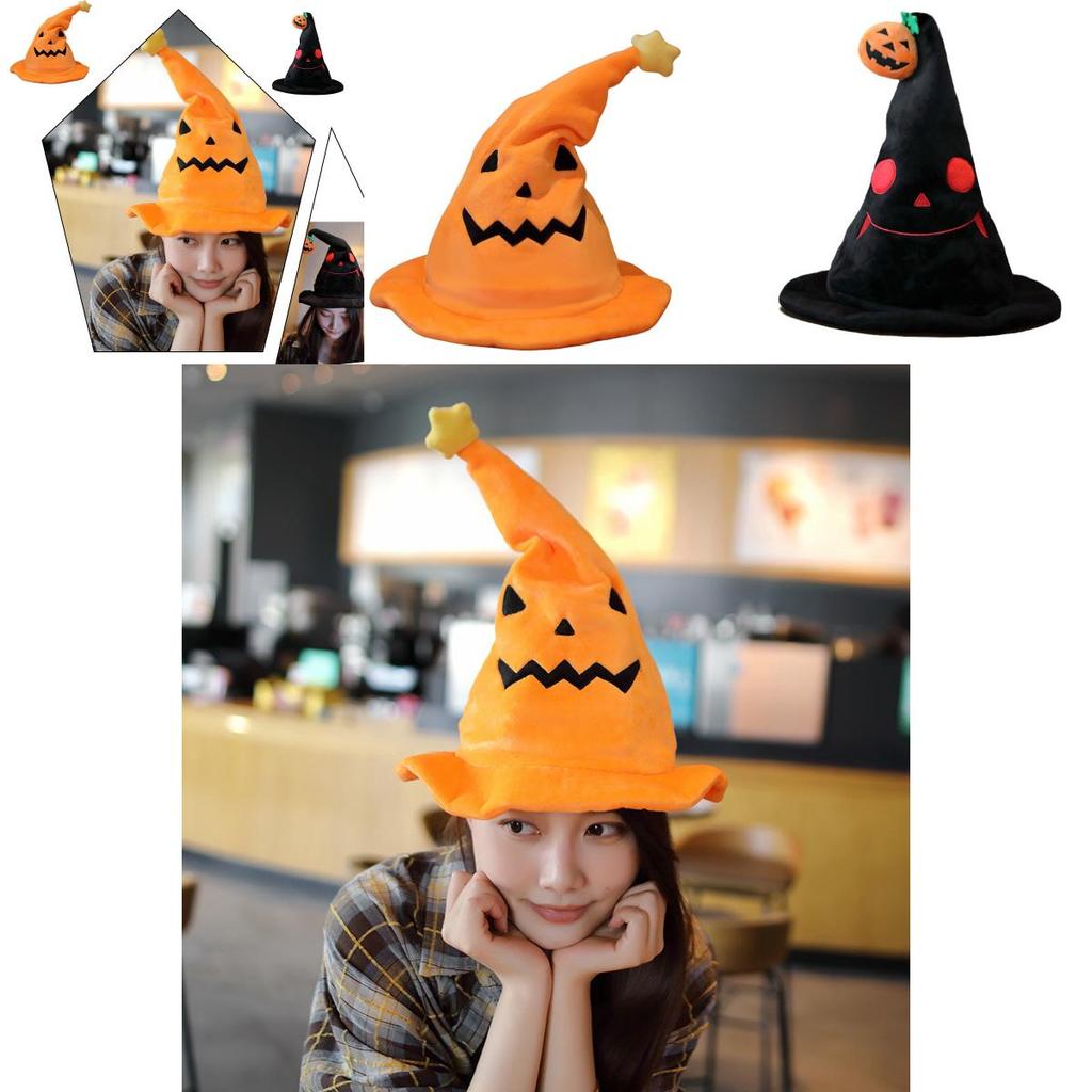 Halloween Electric Pumpkin Elf Hat Ghost Festival Party Costume Plush Toy Yellow 30*30*40cm Black 30*30*40cm