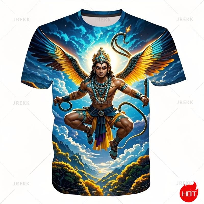Harajuku 3D tisk Hinduistická mytologická postava Hanuman Tričko pro muže Dětská móda Legrační krátké rukávy Cool Streetwear topy