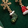 Charming Winter Theme Earrings 1 Pair Christmas Earrings, Sparkling Snowflake Red Santa Hat Green Fashion Jewelry for Holiday Season Stocking