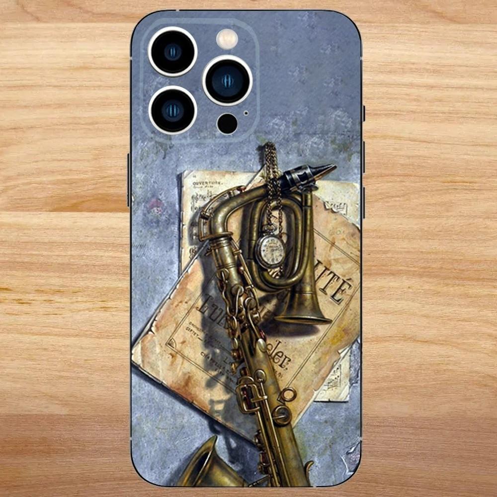 Saxophone Music Phone Case For iPhone 16,15,14,13,12,11,Mini,Pro,SE,MAX White Matte Shockproof Cover