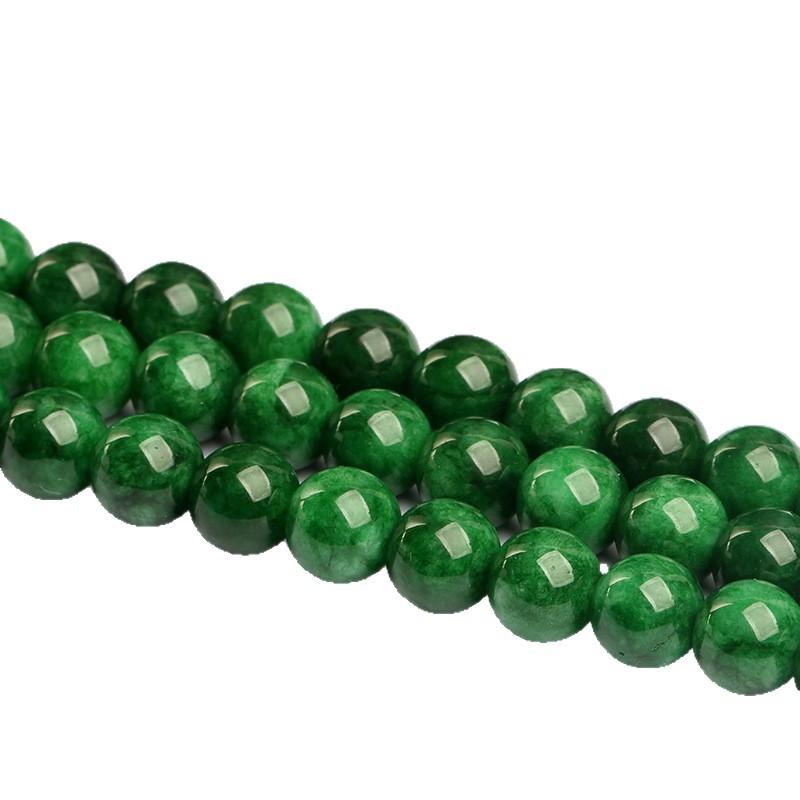 Hongchu Crystal 7a High-grade dry green chalcedony loose beads Round beads Semi-finished iron dragon chalcedony