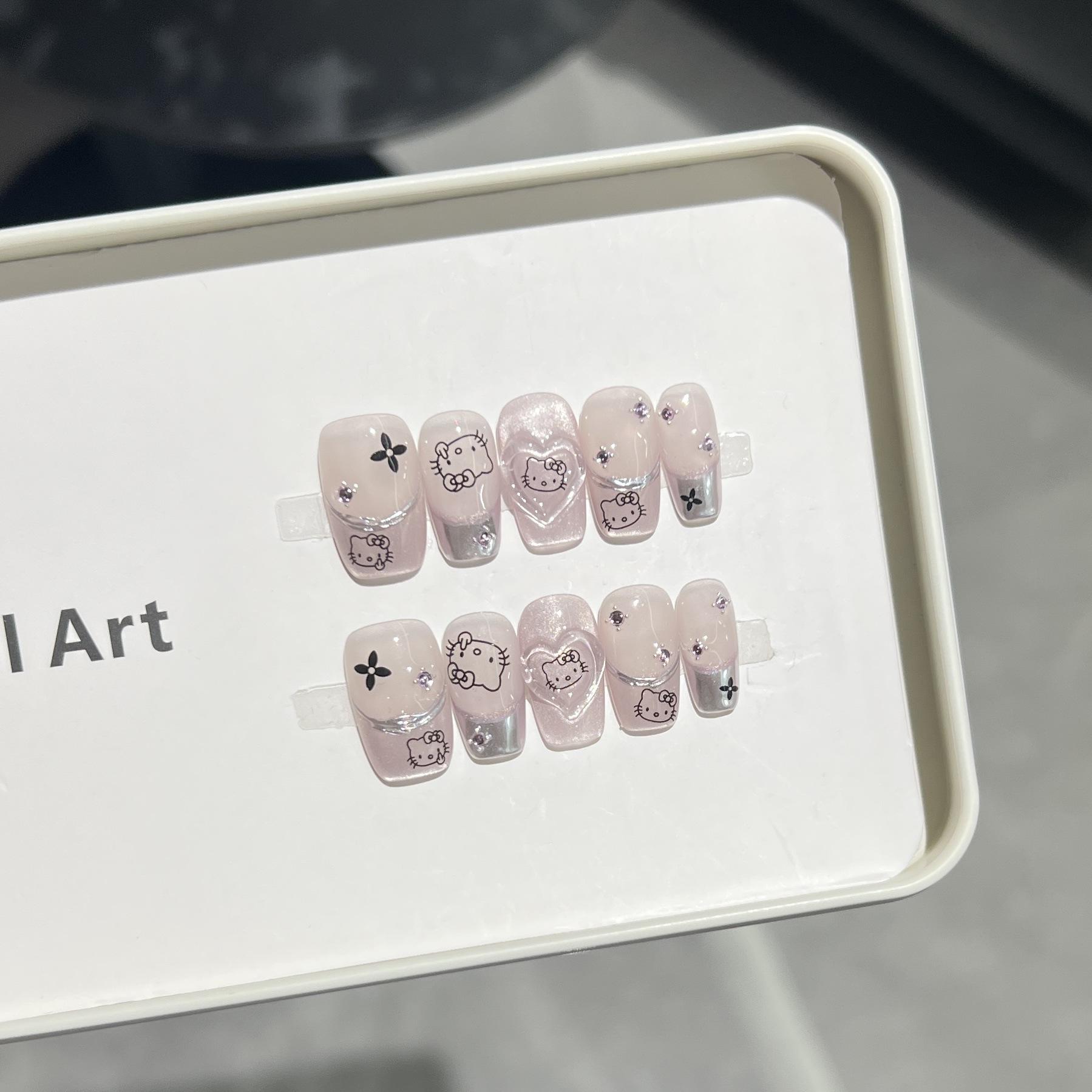 

Сладкий и Милый Маникюр Фиолетовый Кошачий Глаз Магическое Зеркало Французский Битый Бриллиант Чистый Ручной Носимый Накладной Ноготь M