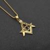 Hip Hop Iced Out Mason Halsketten Anhänger Goldfarbe Edelstahl Kette Für Damen/Herren Freimaurer Symbol Schmuck XL1079