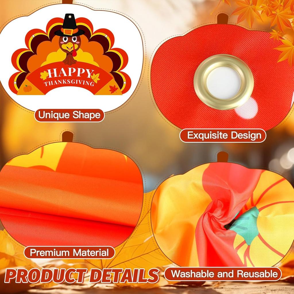 Thanksgiving Turkey Party Porch Banner Fall Pumpkin Maple Leaf Turkey Door Banner Arch Thanksgiving Decorations Archway Porch Sign Photo Backdrop