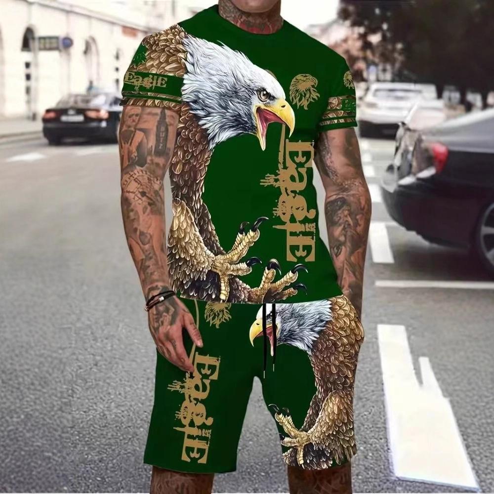 Fashion Resort Style Men's T-Shirt Short Sleeve Shorts Two-Piece Set Summer 3D Print