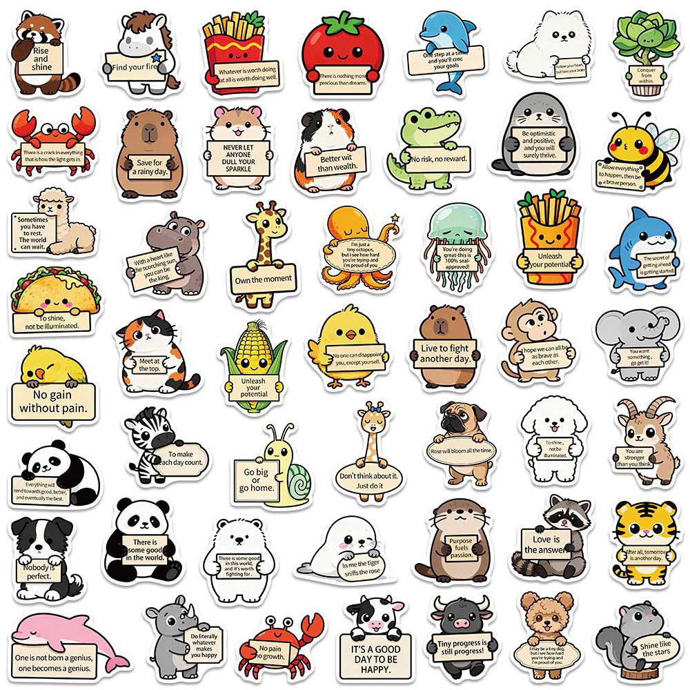 10/30/50/100pcs Funny Cartoon Emotional Support Animals Stickers Creative Graffiti Sticker Skateboard Phone Luggage Decals Decor