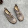 Johnature Handmade Genuine Leather Soft Soled Flats Round Toe Soft Cowhide Women's Slip-on Shoes