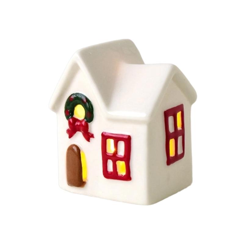 Festival Keramik Hus Ljusstakar Batteridrivna Juldekoration Vinterdisplay Gåva Julstugor Hus
