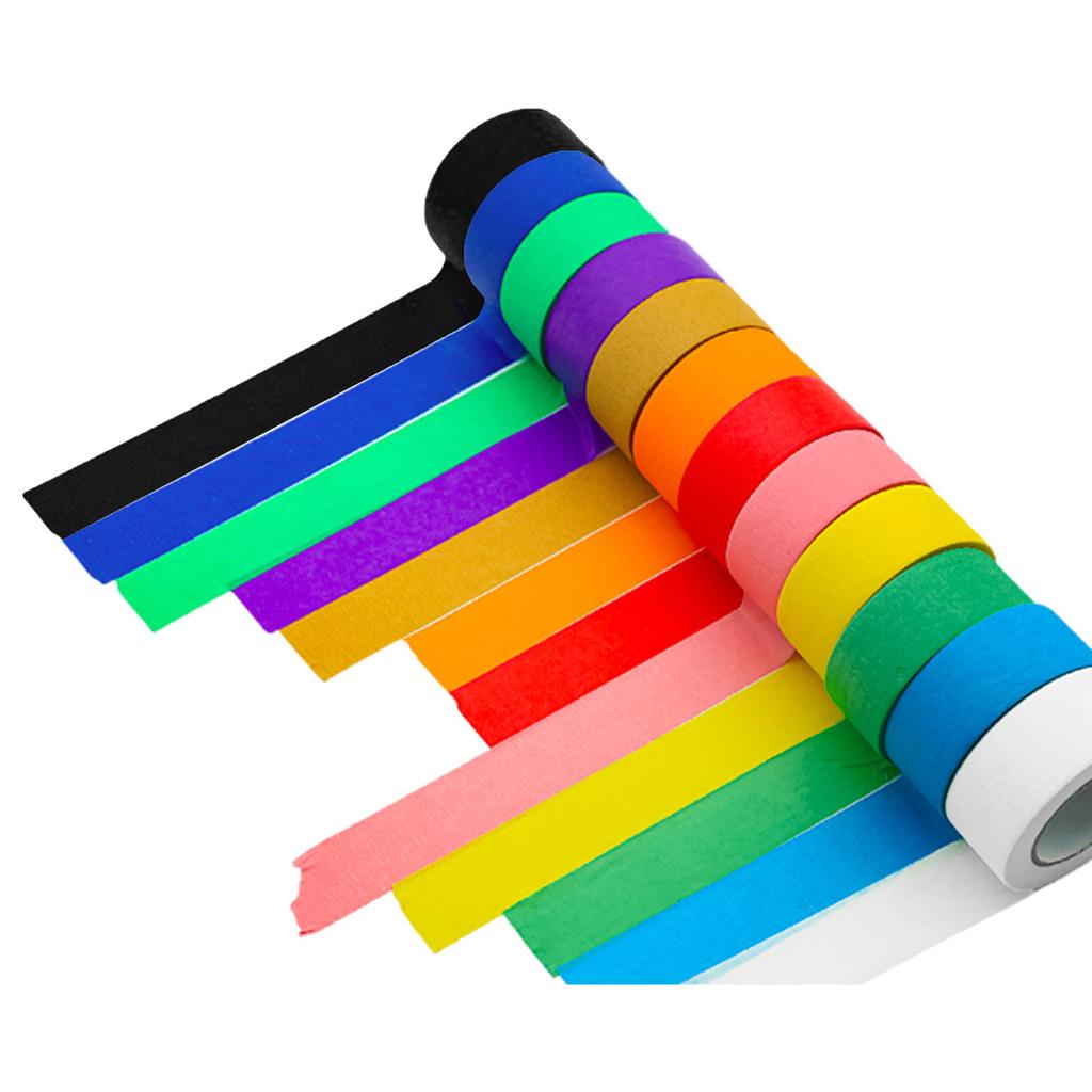 Colored Masking Tape, 7/12PCS Crafts Labeling Paper Tape, Colorful Marking Tape