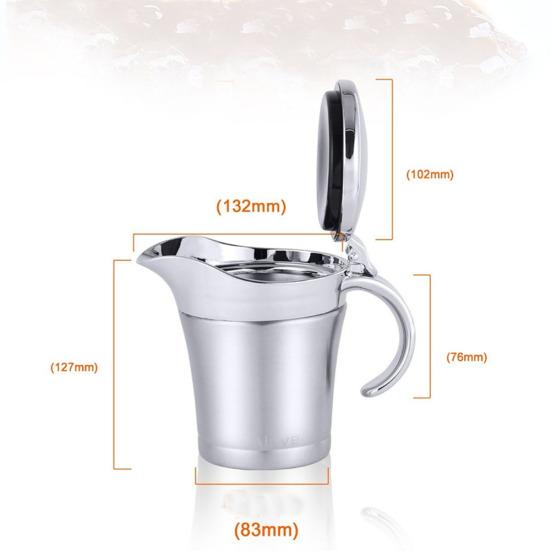 Küche Edelstahl Doppelwandig Isoliert Soßenschüssel Saucenkrug mit Deckel