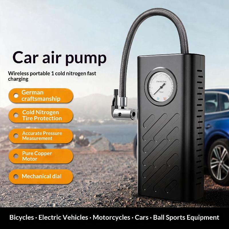 Portable Cordless Car Tire Air Inflator Fast Cold Inflation Accurate Gauge for Motorcycle SUV Daily Emergency