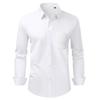 Men's High-End Long-Sleeve Stretch Dress Shirt - European & American Sizes, Solid Color Business Casual Top