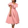 D367 European & American Summer Fashion Women's Ruffled Banquet Dress