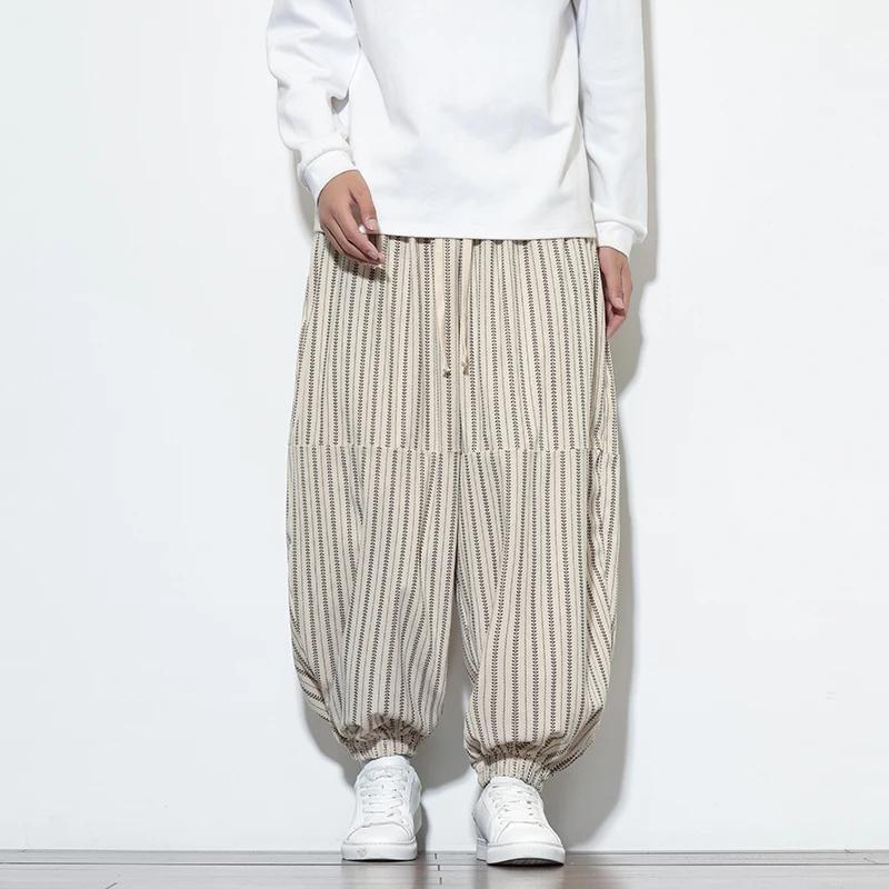 

Мужские полосатые вельветовые брюки Осень 2025 Мужские джоггеры Винтажные брюки-фонарики Мужские брюки Y2K в стиле хай-стрит Корейские свободные брюки XL