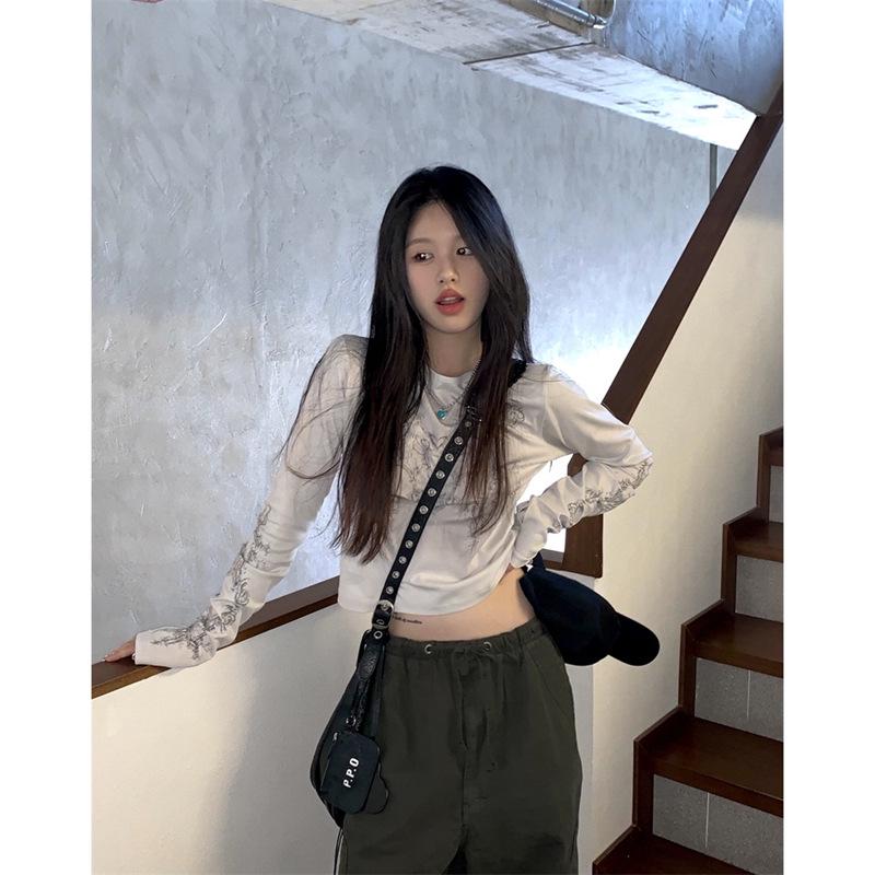 Printed Long Sleeve Cotton Lycra T-Shirt - Early Autumn Slim Fit Design