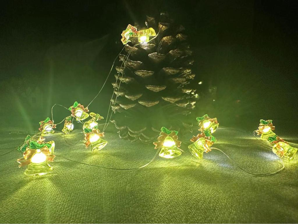 Christmas LED Lights: Santa, Snowman, Reindeer, Black Hat, Candy Cane, Gift Box, Bells with Copper Wire Fasteners