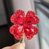 Broches de Flor Trébol de Cuatro Hojas de Cristal Rojo Verde con Pedrería Pins para Solapa Joyería Accesorios de Ropa Broche para Mujer