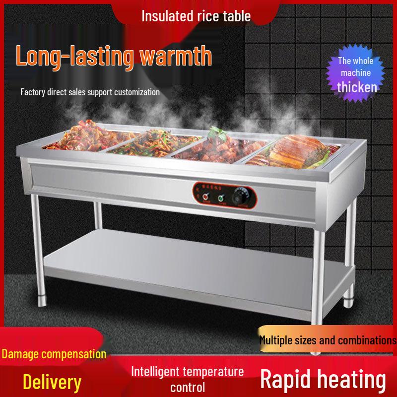 Commercial Electric Food Warmer: Stainless Steel Soup Pot and Serving Counter