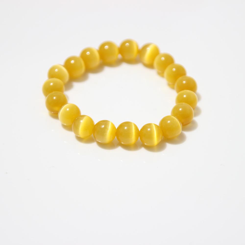 Sky Blue Cat's Eye Bracelet: Round Beads, Fresh Summer Crystal Jewelry for Women and Men