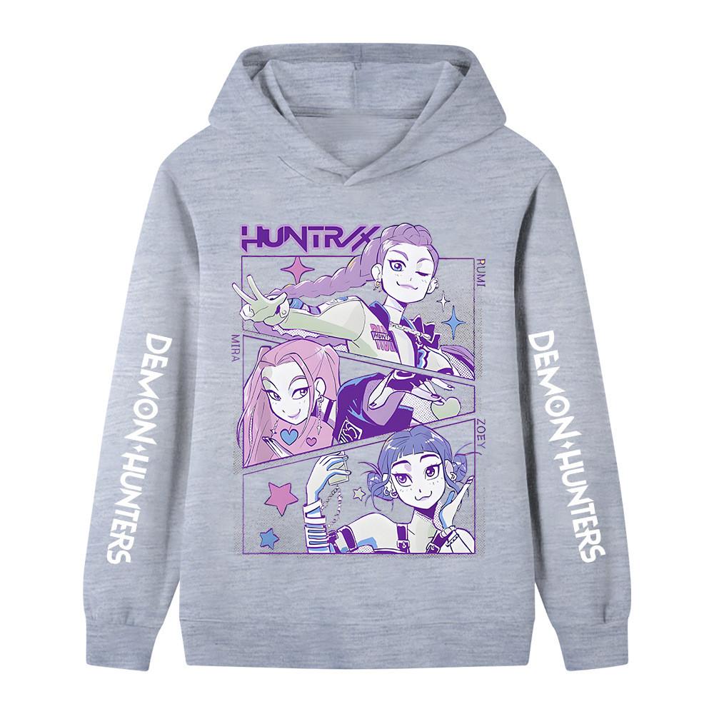 B1196XX Kids Boys Girls Kpop Rumi Zoey Mira Huntrix Print Long Sleeves Hoodie