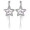 Shiny Rhinestone Hollow Star Tassel Dangle Stud Earrings Women Jewelry
