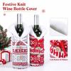 Knit Wine Bottle Cover with Button and Snowflake Design, Christmas Wine Bottle Bag for Holiday Table Decor