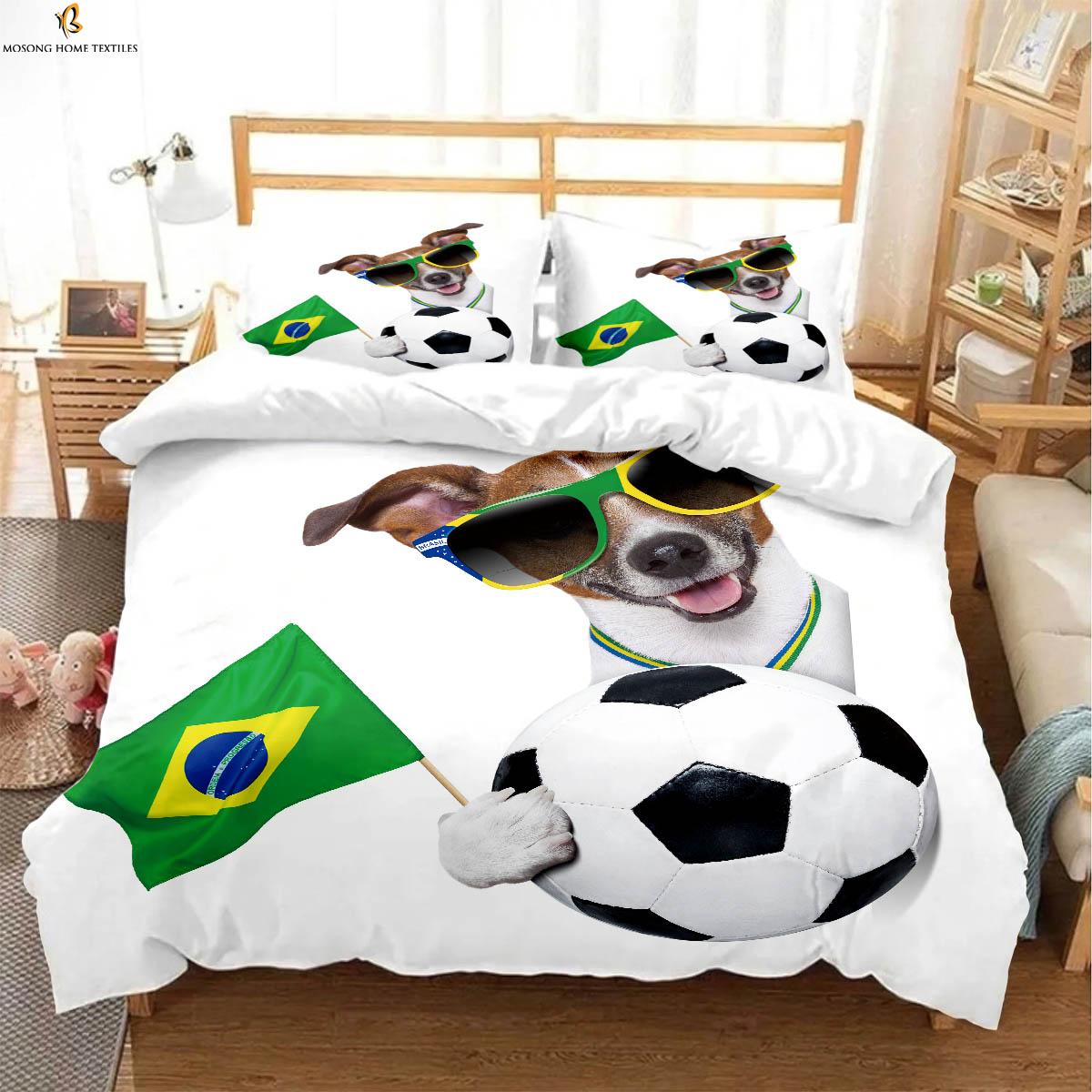 

Комплект постельного белья для детской комнаты с милым принтом собаки из мультфильма, пододеяльник, наволочка, комплект из трех предметов, удобный пододеяльник, подарок EU 135x200cm 2PCS