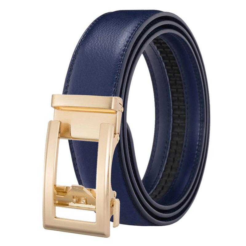 Men'S Leather Belt Gold Automatic Buckle Belt Business Youth Independent Station
