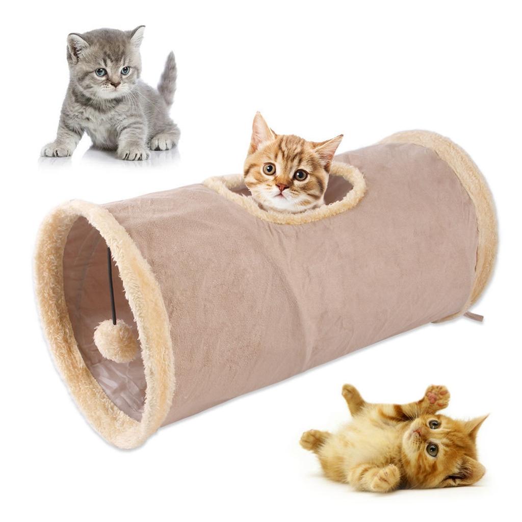 Katzen-Tunnel mit hängendem Ballspielzeug Faltbare Haustier-Spielröhre mit Guckloch für Indoor-Katzen und Kleintiere Aktivität und Ruhe