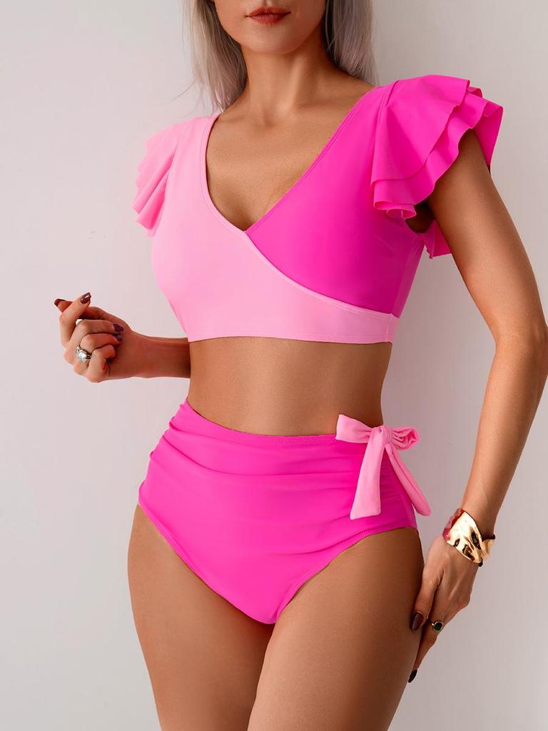 Vintage Strandurlaub Badeanzug Sexy Bikini Split Badeanzug Damen High Waist Bademode Badeanzüge Feine Nähte in verschiedenen Farben Strandmode