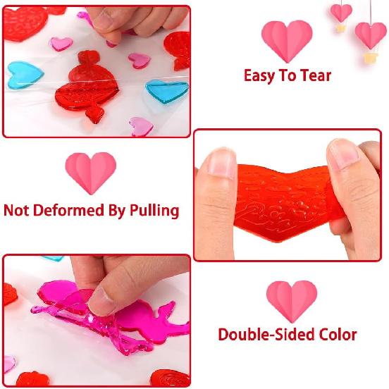 XIMISHOP 6pcs Valentine's Day Gel Window Clings Sticker for Window Decors