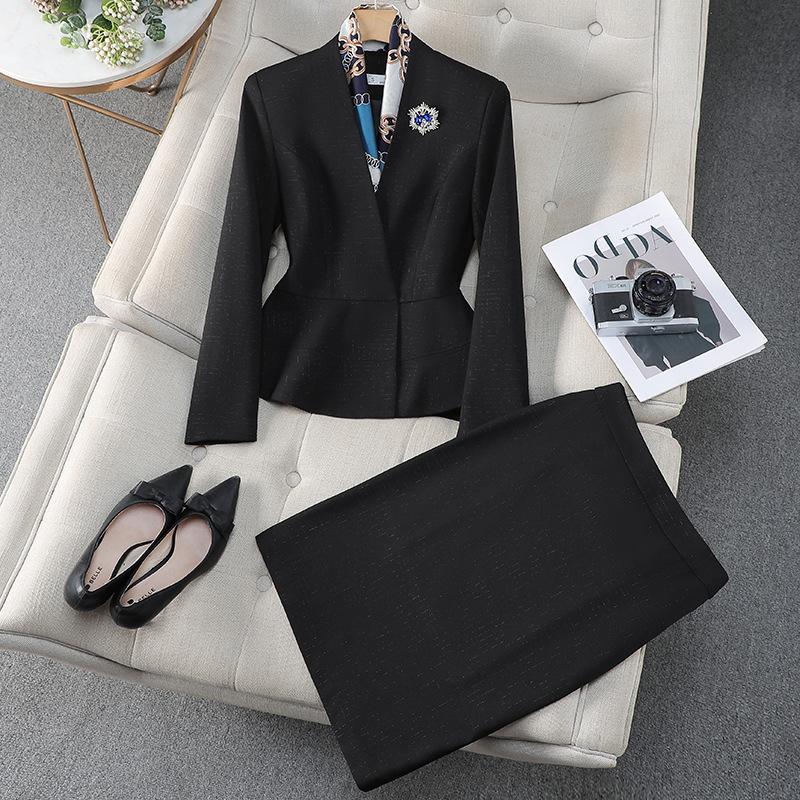 Zihong Women's High-End Autumn/Winter Professional Suit Set - Elegant Formal Skirt for Interviews and Beauty Salons