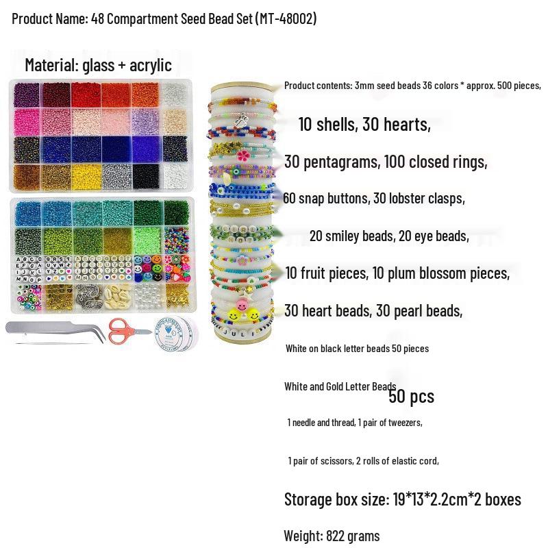 European and American DIY Painted Glass Bead Bracelet Set