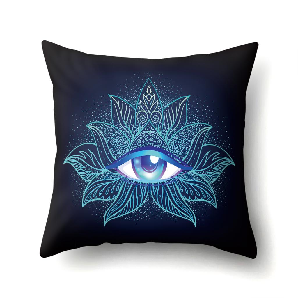 45X45Pillow Case Home Decoration Buddha Statue Cushion Cover Eye Meditation Yoga Mandala Spiritual Tattoo Polyester Pillow Cover