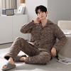 Anti-Static Pajamas Men'S Winter Pure Cotton Padded Three-Layer Thickened And Velvet Warm Autumn And Winter Loungewear Large Size Set