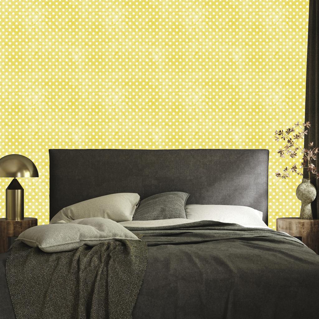 Cream and Yellow Stars Wallpaper, Cream Background for Living Room and Bedroom 50x1000