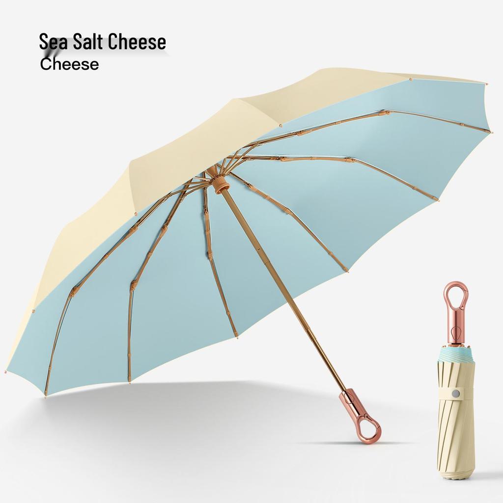Xiaohongshu Bestseller: Oversized Chinese-Style Folding Umbrella for Sun and Rain (Women's Sun Protection, Thickened Color Gel Print)